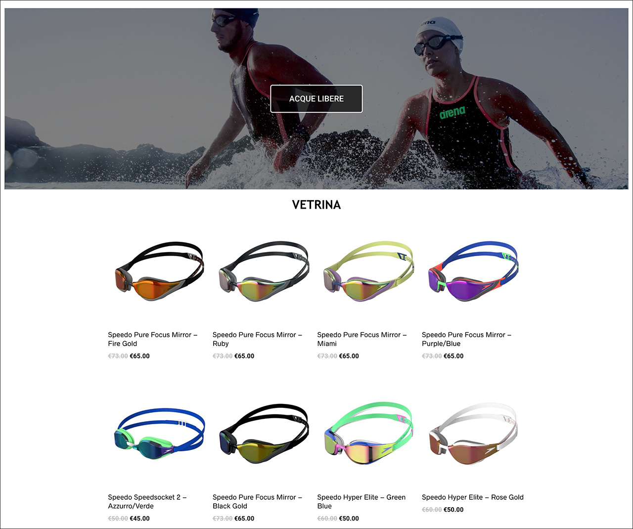 nuoto libero shop vendita costumi gara allenamento online ecommerce